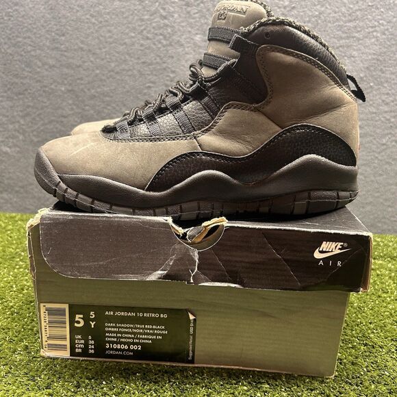 Size 5.5Y-Nike Air Jordan 10 Retro 'Dark Shadow' With OG Box (GS) - Picture 1 of 13